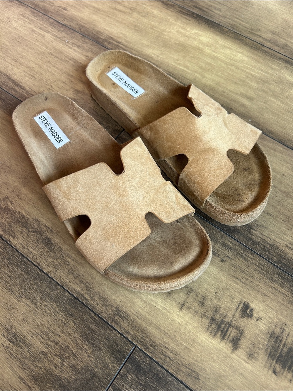 Steve Madden Camel Suede Slide Sandals
